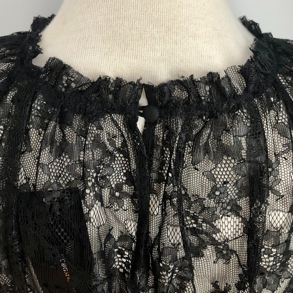 NWT BCBG Black Silk/Lace Cap Sleeve Party-Top - Picture 15 of 16